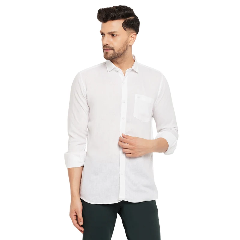 Duke Urban Men Full Sleeve Cotton Shirt (SDO8PLCA) White / XL / Self Design