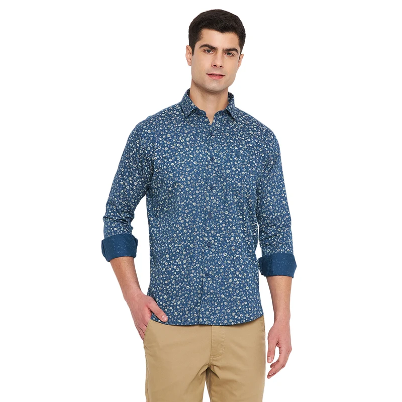 Duke Stardust Men Full Sleeve Cotton Shirt (SDO8PRSR) Blue / XXL / Printed