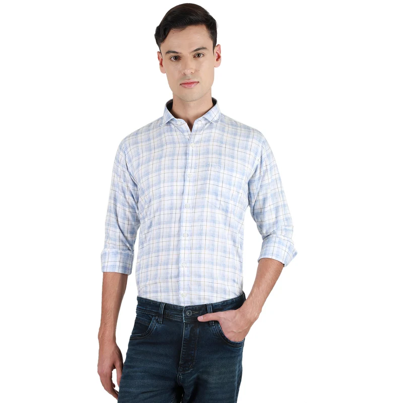 Duke Urban Men Full Sleeve Cotton Shirt (SDO8CKLF) Sky / XXL / Checkered