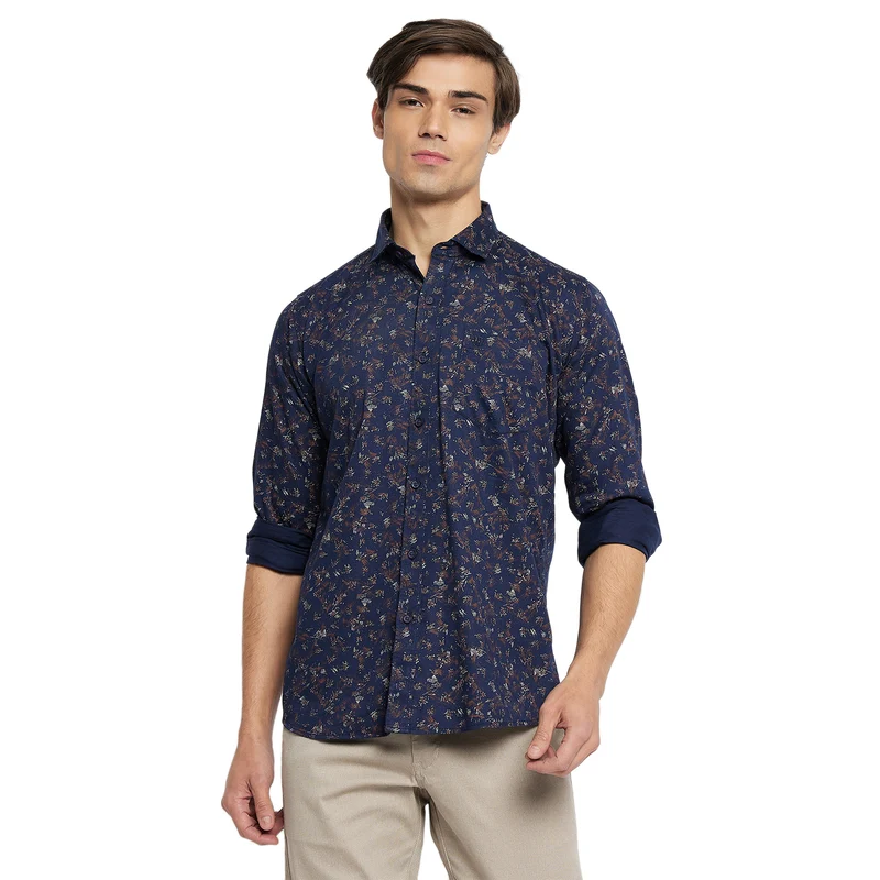 Duke Urban Men Full Sleeve Cotton Shirt (SDO8PRSN) Navy / XL / Printed