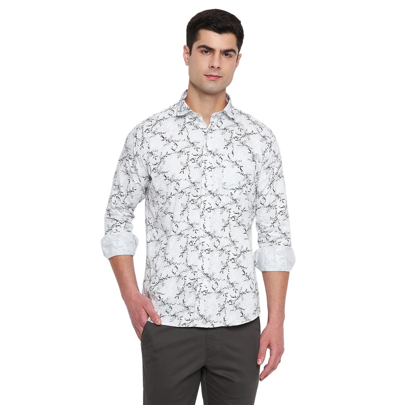 Duke Urban Men Full Sleeve Cotton Shirt (SDO8PRSP) White / XXL / Printed