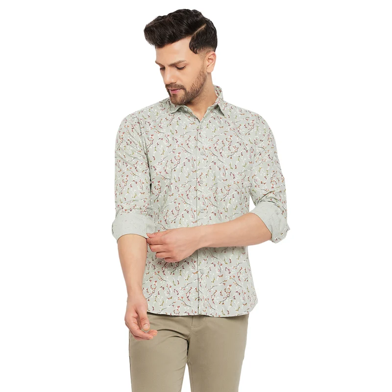 Duke Urban Men Full Sleeve Cotton Shirt (SDO8PROJ) Pista / M / Printed