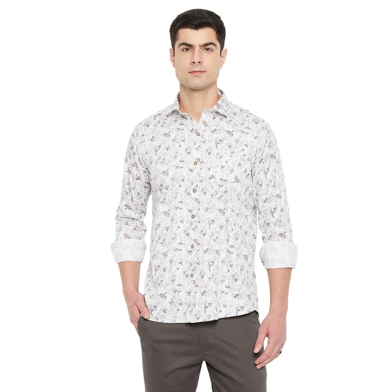 Duke Urban Men Full Sleeve Cotton Shirt (SDO8PRST) White / L / Printed