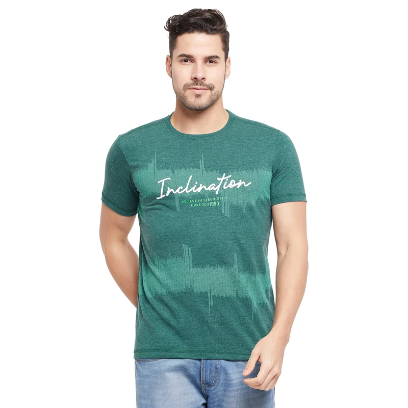 Duke Stardust Men Half Sleeve Cotton T-shirt (LF5425) Teal Mix / XXL / Printed