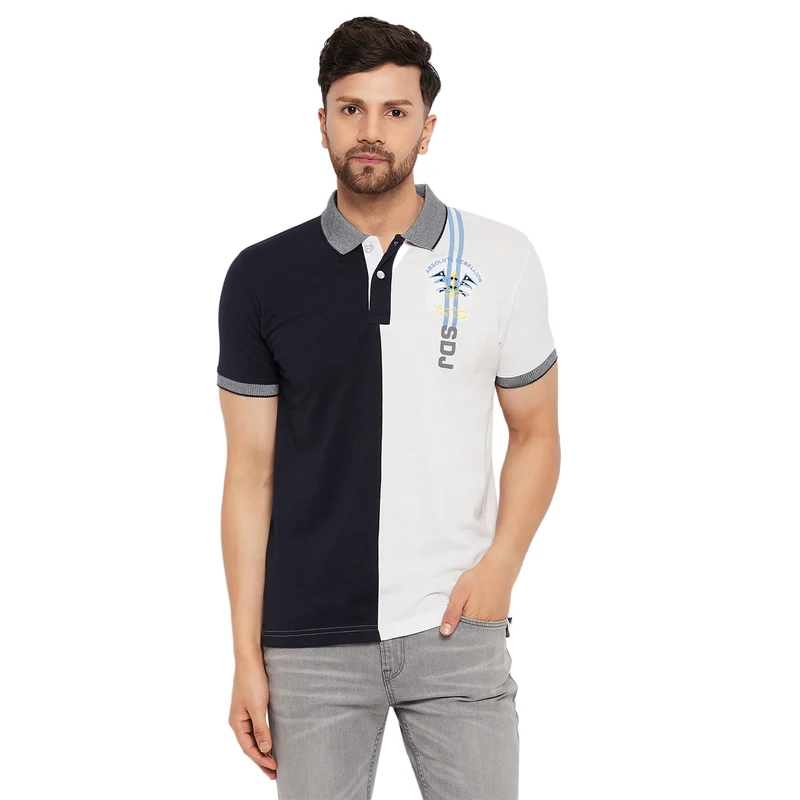 Duke Stardust Men Half Sleeve Cotton T-shirt (LF5853) Navy / M / Color Block