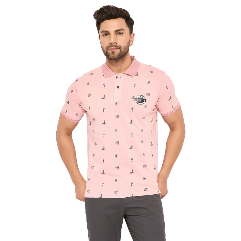 Duke Urban Men Half Sleeve Cotton T-shirt (LF5837) Seashell / M / Printed