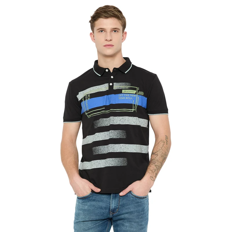 Duke Urban Men Half Sleeve Cotton Tshirt (LF5856) Black / S / Printed