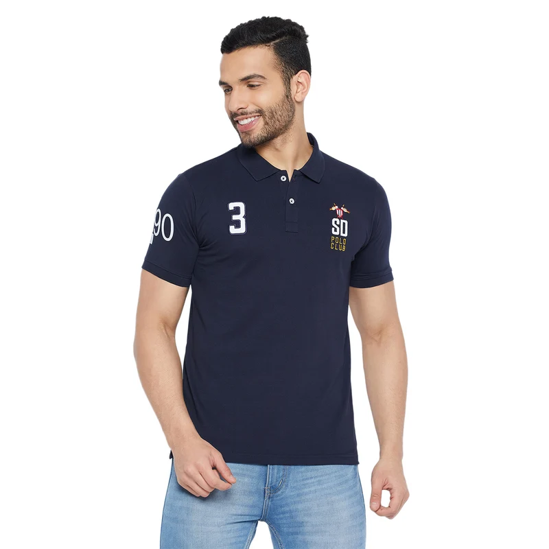 Duke Stardust Men Half Sleeve Cotton T-shirt (LF7040) Navy / S / Solid