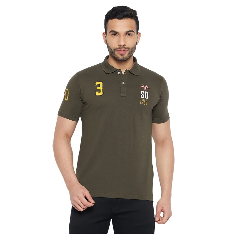Duke Stardust Men Half Sleeve Cotton T-shirt (LF7040) Olive / L / Solid