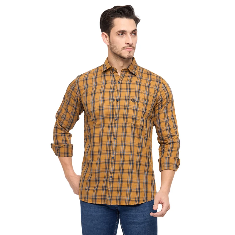 Duke Stardust Men Full Sleeve Cotton Shirt (SDO6CKIA) Burnt Orange / XXL / Checkered