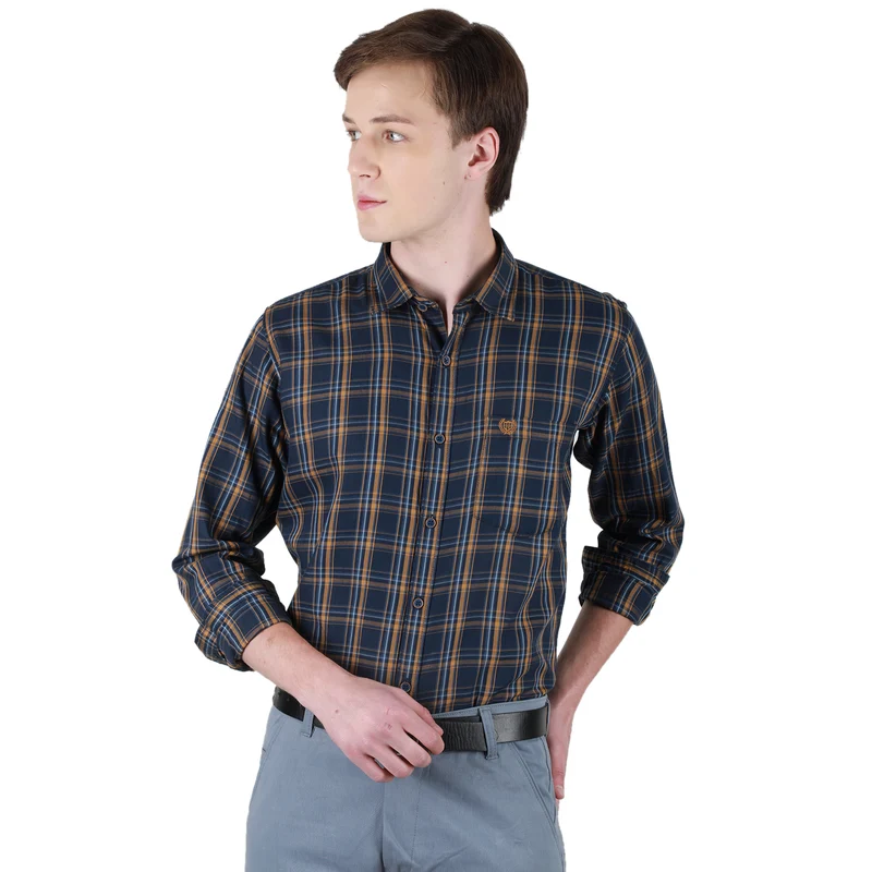 Duke Stardust Men Full Sleeve Cotton Shirt (SDO6CKIA) D.Navy / XL / Checkered