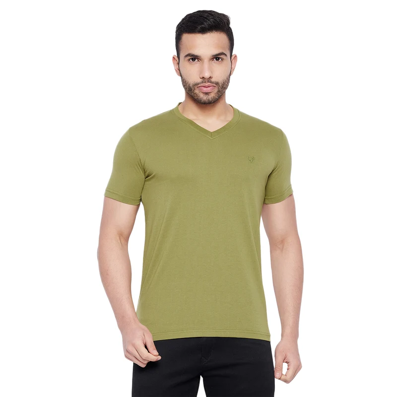 Duke Urban Men Half Sleeve Cotton T-shirt (1000F) L.Olive / XL / Solid