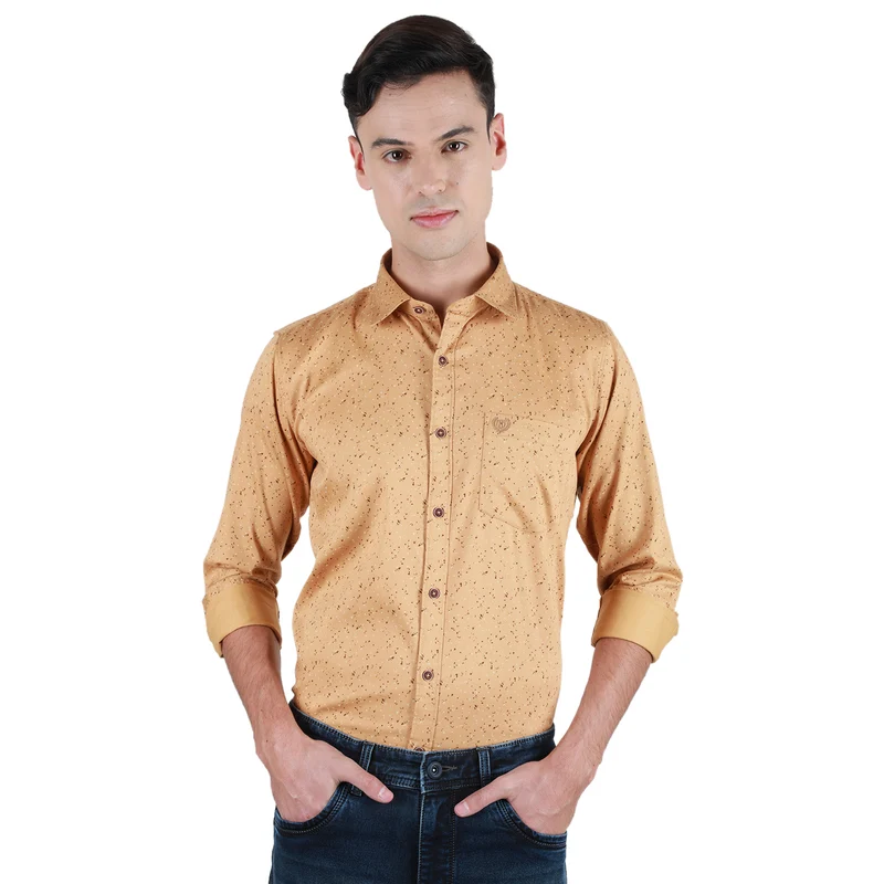 Duke Urban Men Full Sleeve Cotton Shirt (SDO6PRTJ) Tan / M / Printed