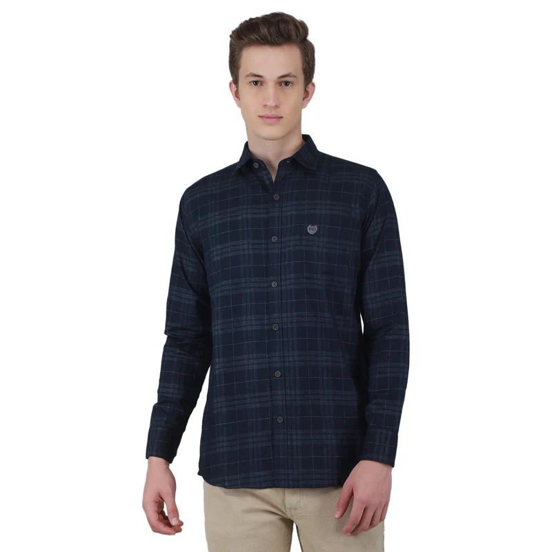 Duke Stardust Men Full Sleeve Cotton Shirt (SDO6CKS) Navy / XL / Checkered