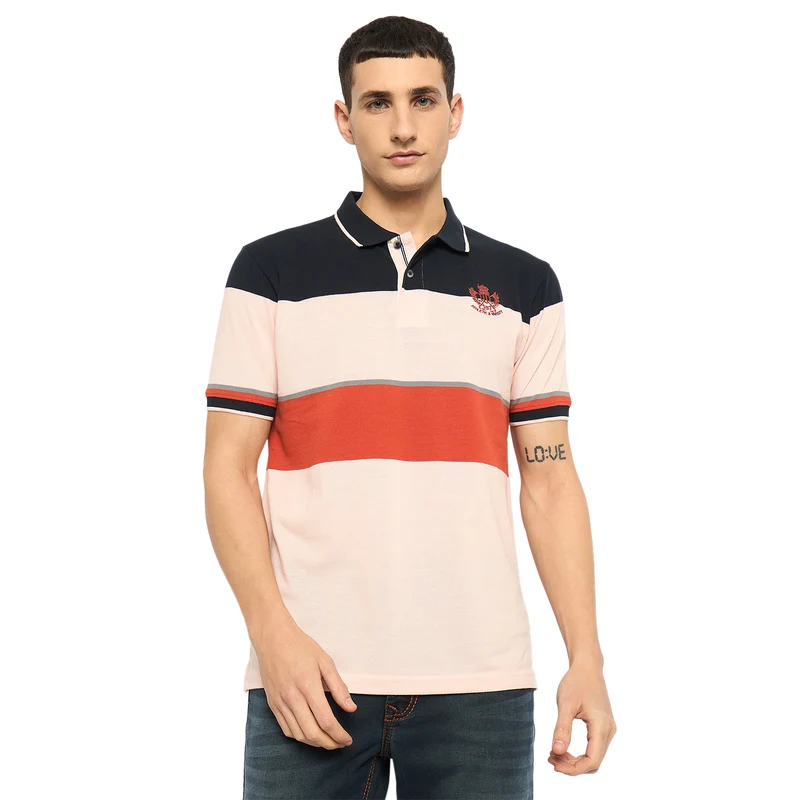 Duke Urban Men Half Sleeve Cotton Tshirt (LF7003) Navy / XXL / Striped