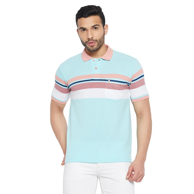 Duke Stardust Men Half Sleeve Cotton T-shirt (LF7092) Cotton Candy / XL / Striped