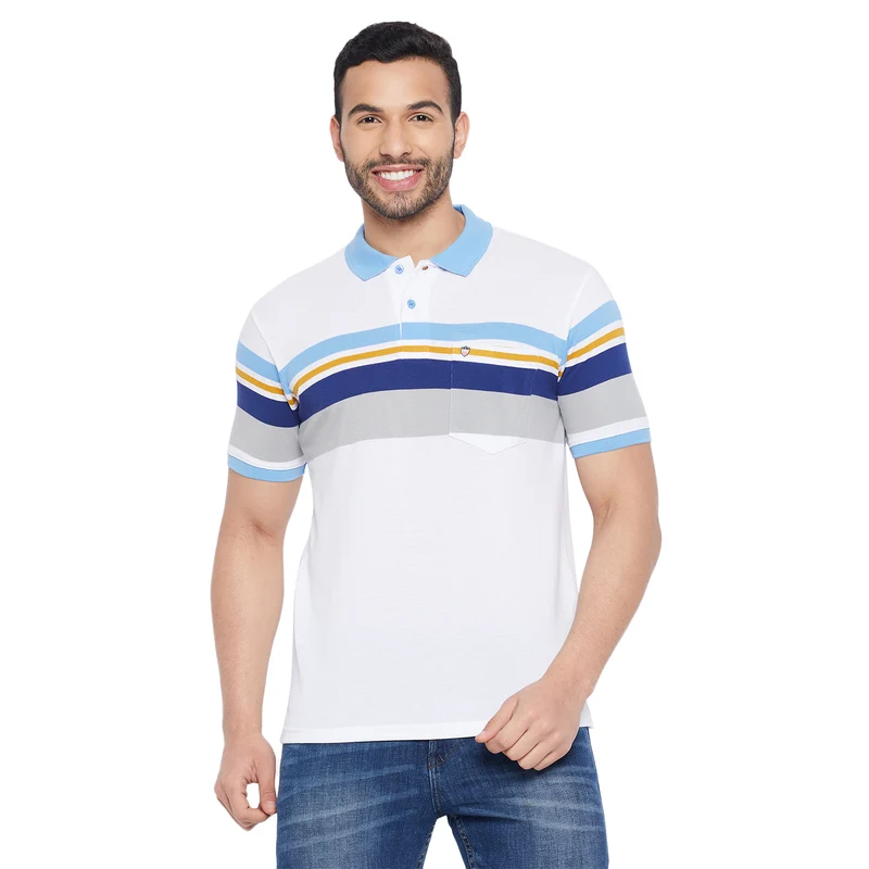 Duke Stardust Men Half Sleeve Cotton T-shirt (LF7092) Sky / L / Striped