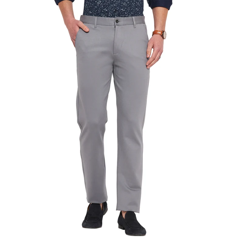 Duke Urban Men Slim Fit Cotton Trousers (SDT4577) Grey / 30 / Solid