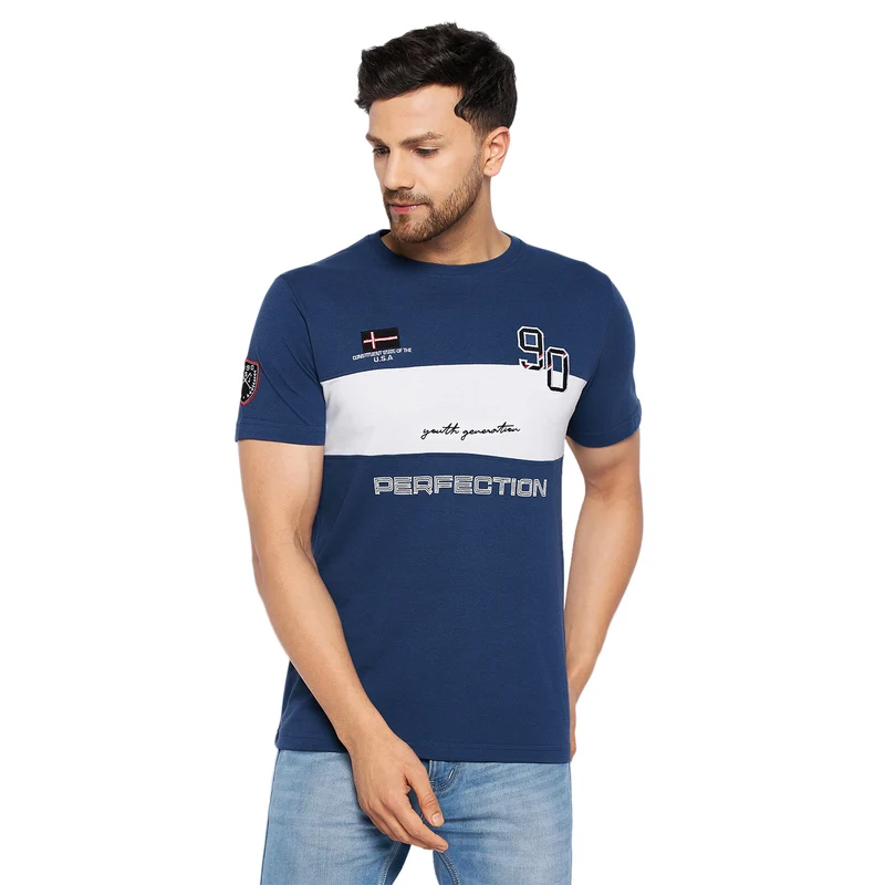 Duke Urban Men Half Sleeve Cotton T-shirt (LF5767) Denim / XXL / Printed