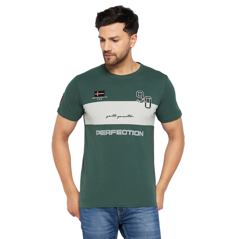 Duke Urban Men Half Sleeve Cotton T-shirt (LF5767) Stone Green / S / Printed