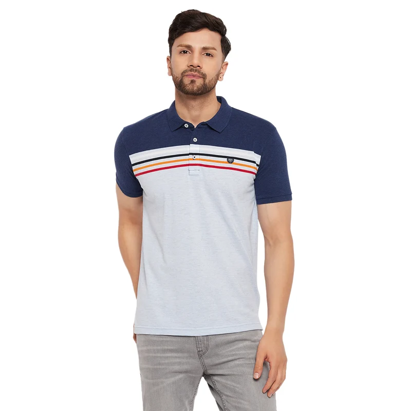 Duke Stardust Men Half Sleeve Cotton T-shirt (LF7018) Navy Mel / XL / Striped