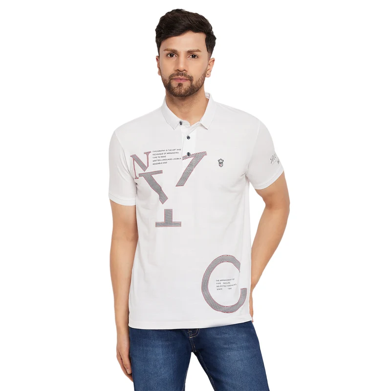 Duke Stardust Men Half Sleeve Cotton T-shirt (1117) White / XL / Printed