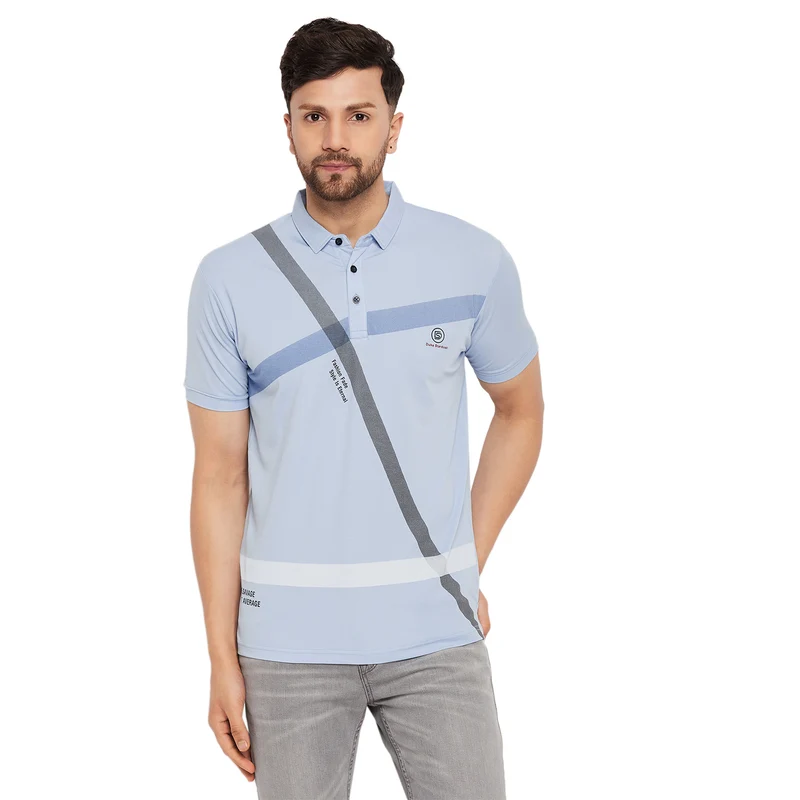 Duke Stardust Men Half Sleeve Cotton T-shirt (LF5857) Sky / S / Striped