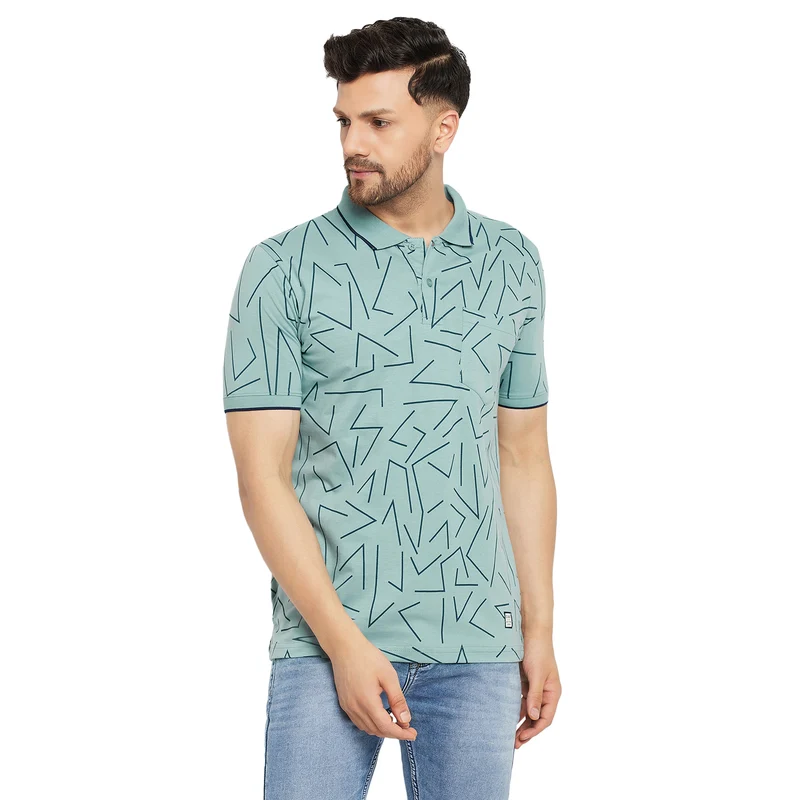 Duke Stardust Men Half Sleeve Polo Neck Cotton T-shirt (1142) Pine / M / Printed