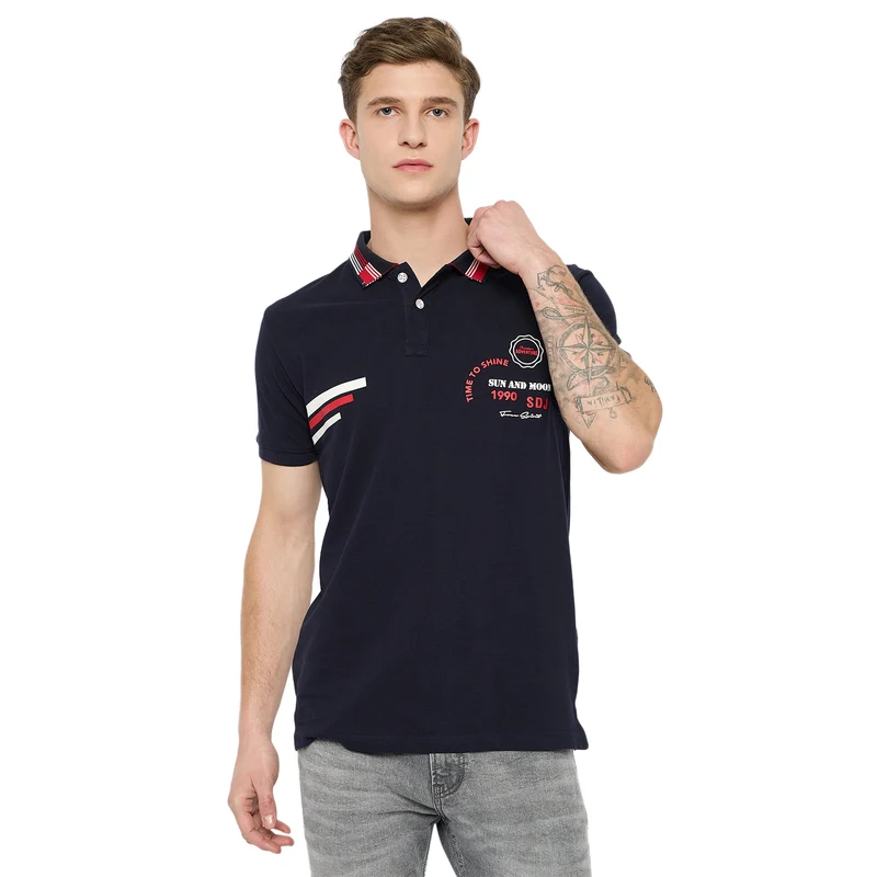 Duke Urban Men Half Sleeve Cotton T-shirt (LF5896) Navy / L / Solid