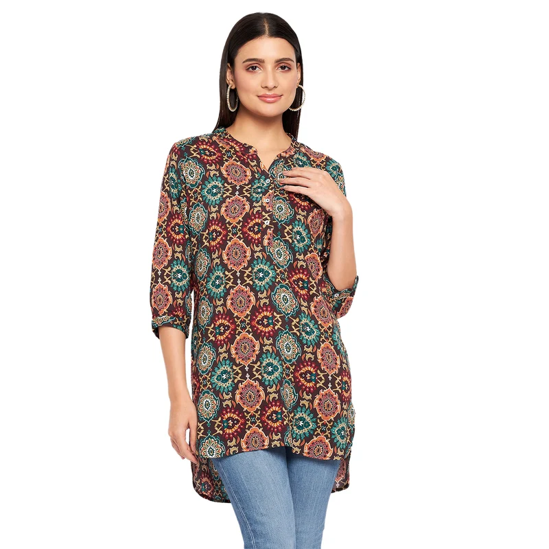 Duke Stardust Women 3/4 Sleeve Printed Tunic (SDX4111) Brown / M / Printed