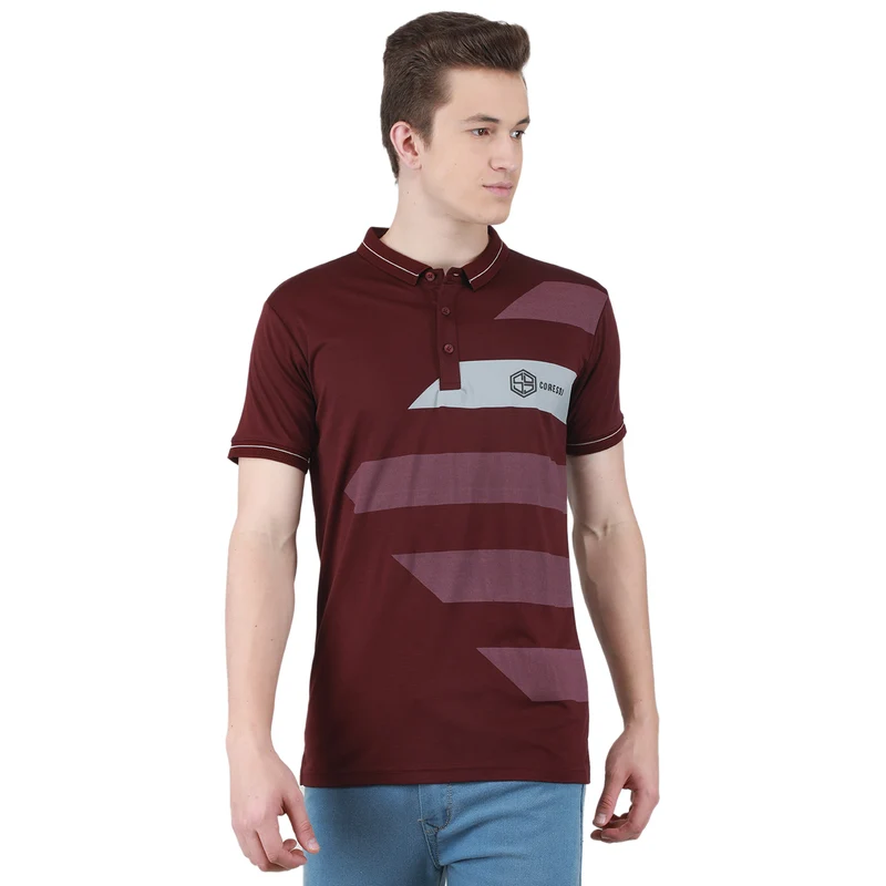 Duke Stardust Men Half Sleeve Cotton T-shirt (LF5780) Wine / L / Printed