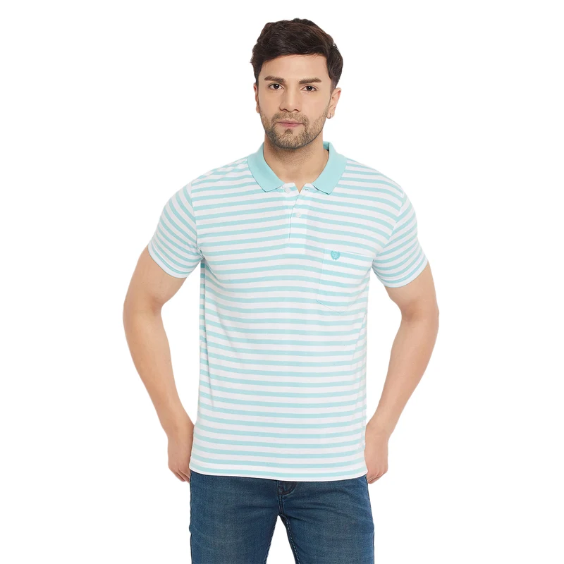 Duke Urban Men Half Sleeve Cotton T-shirt (MLF1109) Foam Green / S / Striped