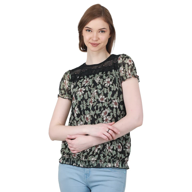 Duke Stardust Women Round Neck Printed Top (SDX3269) Navy / L / Printed