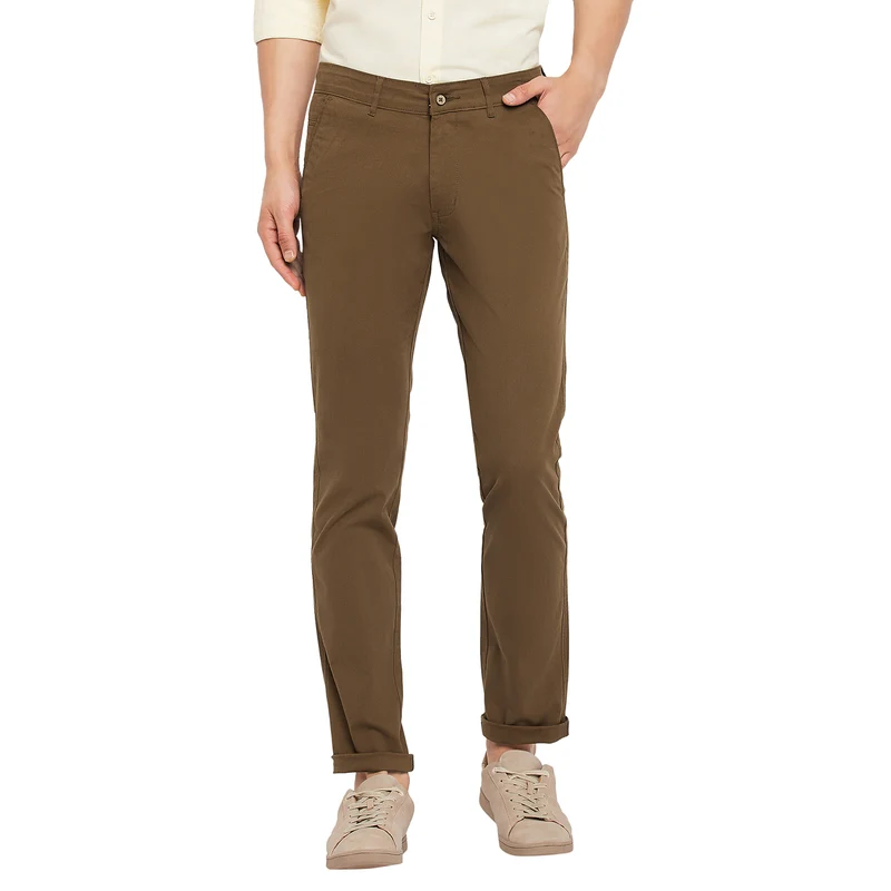 Duke Urban Men Slim Fit Cotton Trousers (SDT4580) Mouse / 30 / Solid