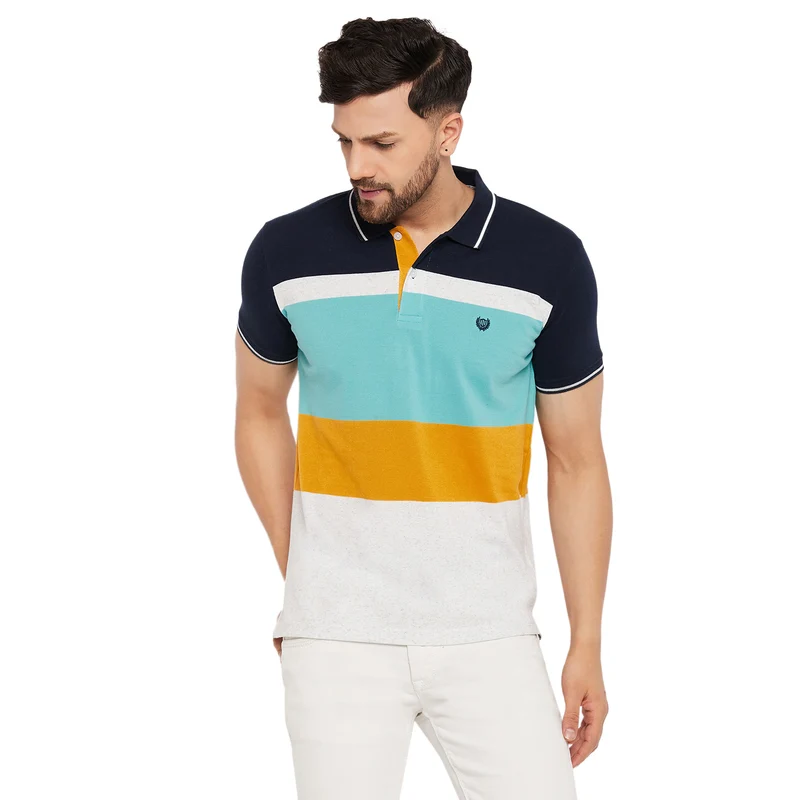 Duke Stardust Men Half Sleeve Cotton T-shirt (LF5718) D.Navy / L / Striped