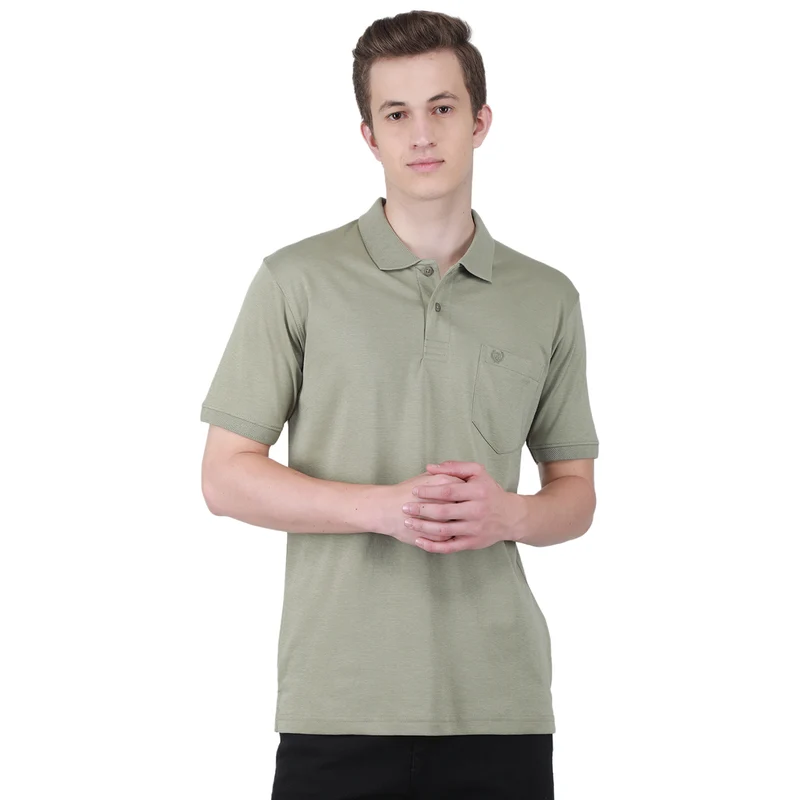 Duke Stardust Men Half Sleeve Cotton T-shirt (LF8989) L. Olive / M / Solid