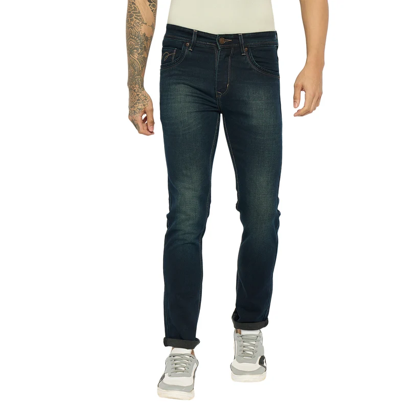 Duke Urban Men Slim Fit Stretchable Jeans (SDD5509) Blue Black / 32 / Washed