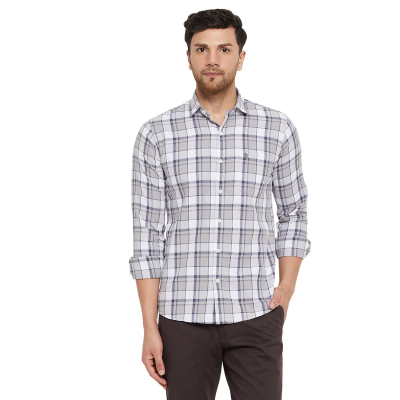 Duke Urban Men Full Sleeve Cotton Shirt (SDO9CKA) Grey / XL / Checkered