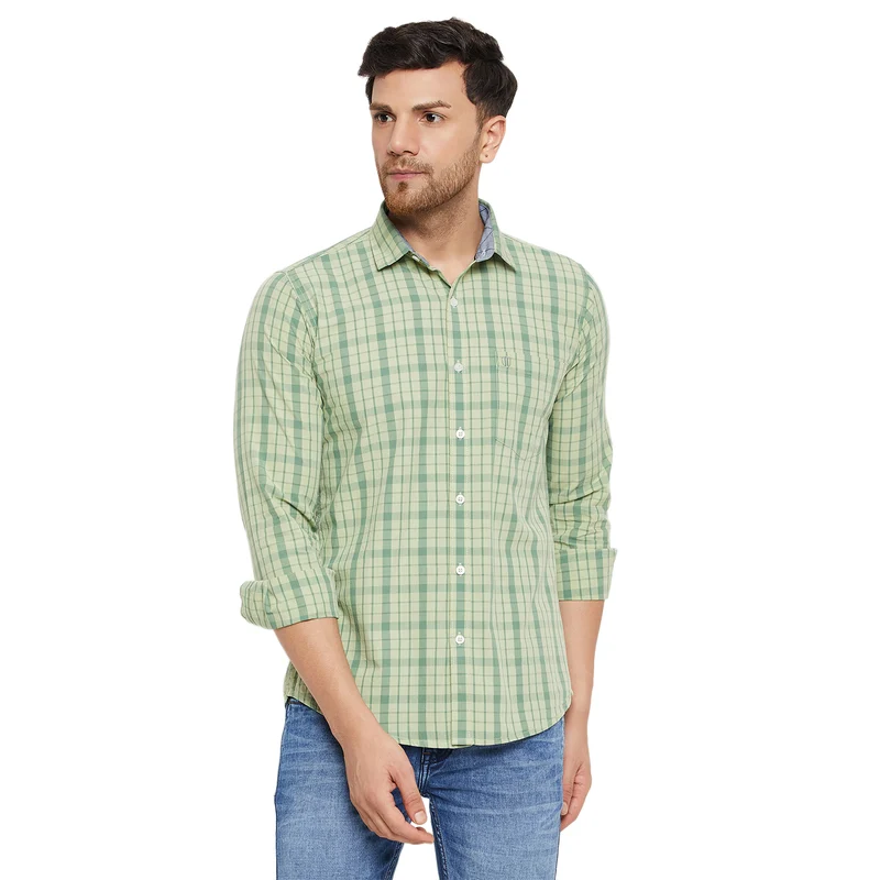 Duke Urban Men Full Sleeve Cotton Shirt (SDO9CKB) Sea Green / XL / Checkered