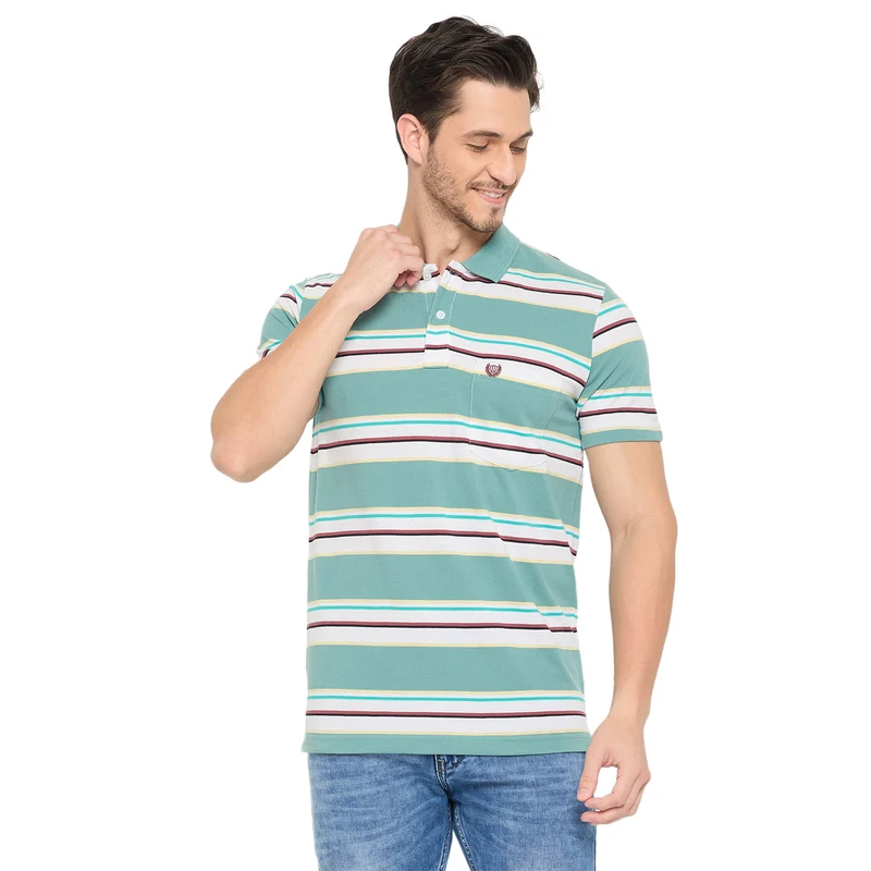 Duke Strardust Men Half Sleeve Cotton T-shirt (LF7045) Pine / L / Striped