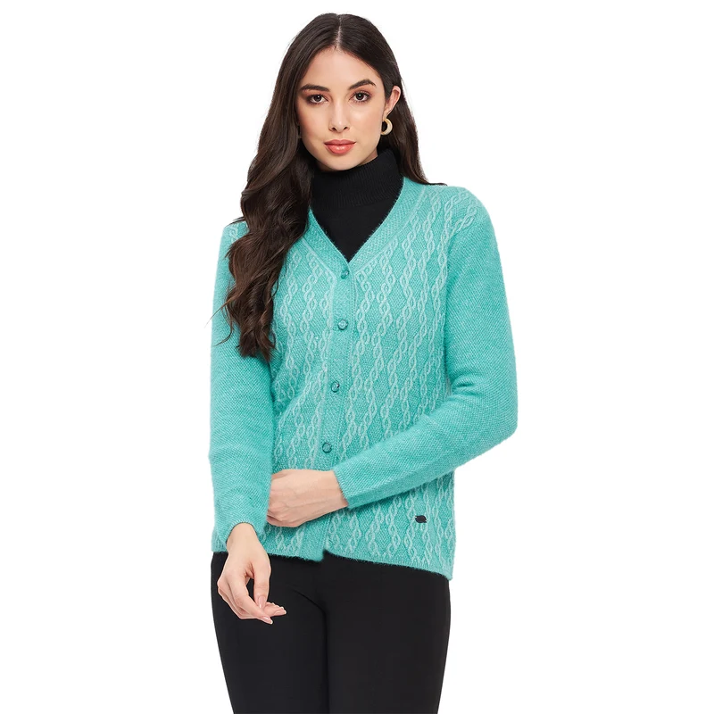 Duke Urban Women Full Sleeve Self Design Cardigan (LQS9725) Green / XL / Self Design