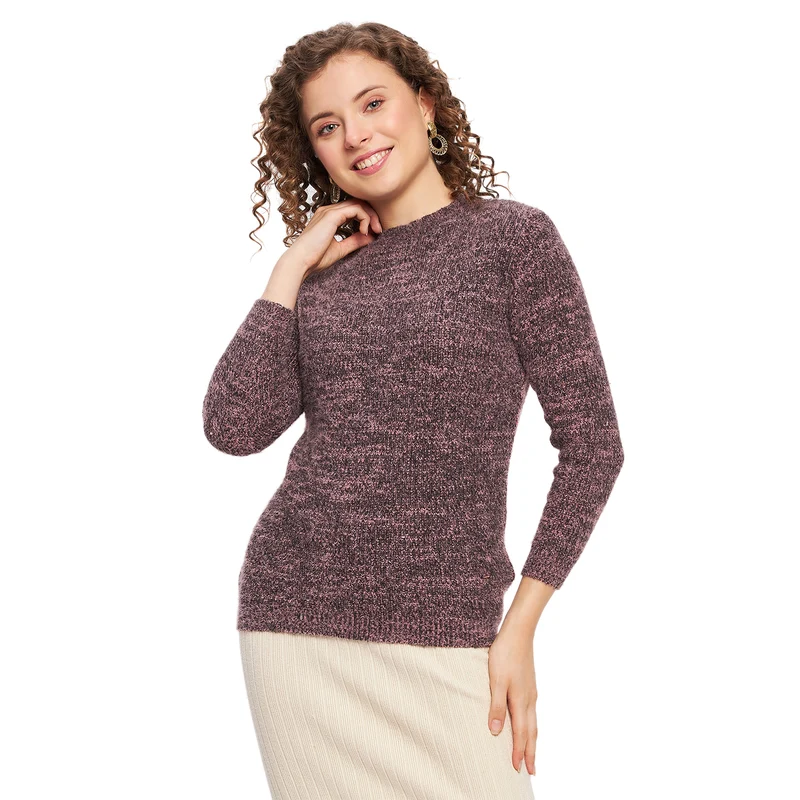 Duke Urban Women Full Sleeve Self Design Sweater (LQS9772) Peach / L / Self Design