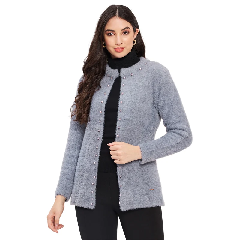 Duke Urban Women Full Sleeve Solid Shrug (LQS9791) Sky / M / Solid