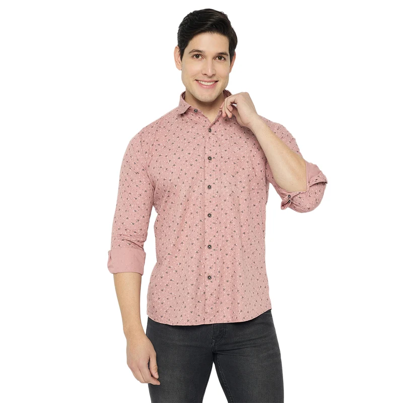 Duke Urban Men Full Sleeve Cotton Shirt (SDO8PRJ) Mauve / M / Printed