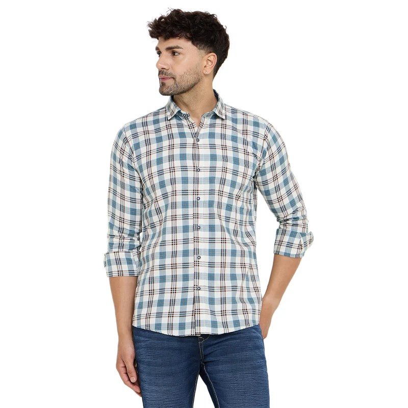 Duke Urban Men Full Sleeve Cotton Shirt (SDO8CKH) Off White / XXL / Checkered
