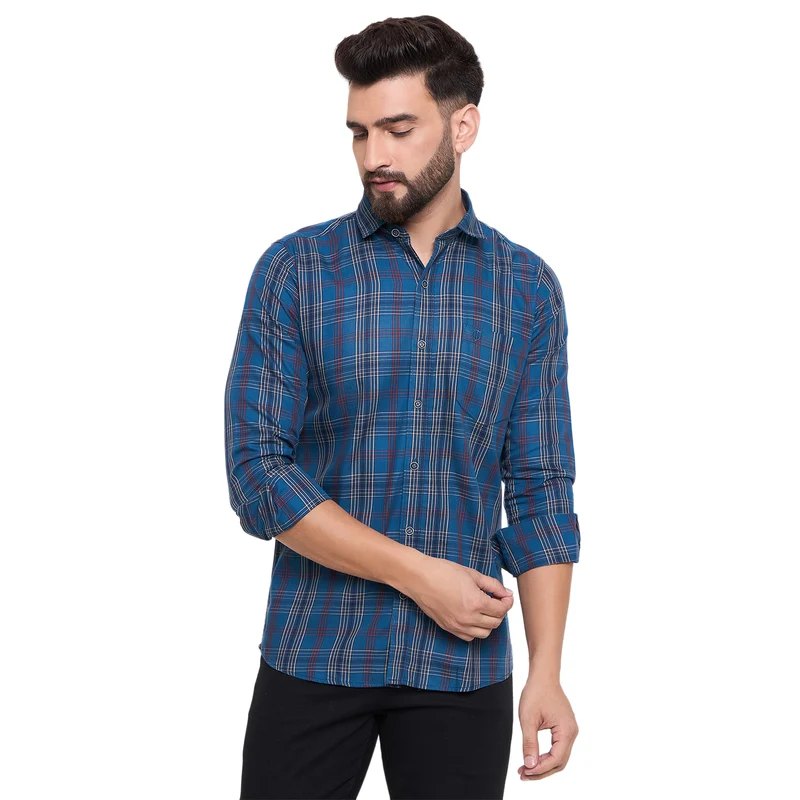 Duke Urban Men Full Sleeve Cotton Shirt (SDO8CKQ) Air Force / XXL / Checkered