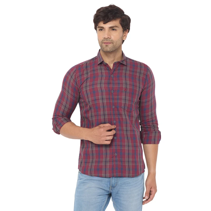 Duke Urban Men Full Sleeve Cotton Shirt (SDO8CKQ) Maroon / M / Checkered