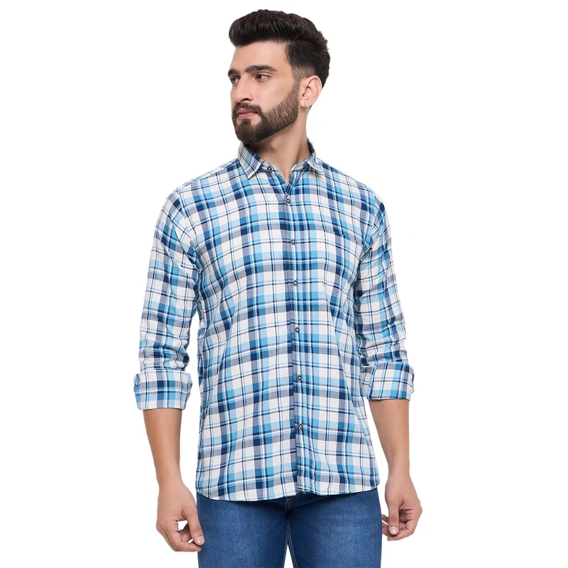 Duke Urban Men Full Sleeve Cotton Shirt (SDO8CKG) Blue / XXL / Checkered