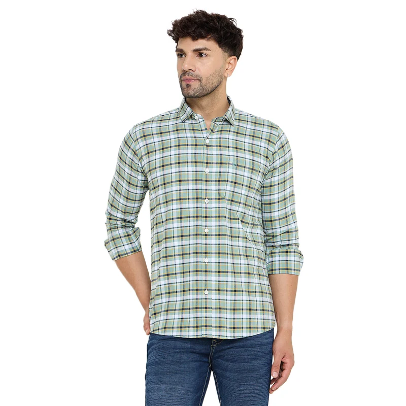 Duke Urban Men Full Sleeve Cotton Shirt (SDO8CKI) Sea Green / XXL / Checkered