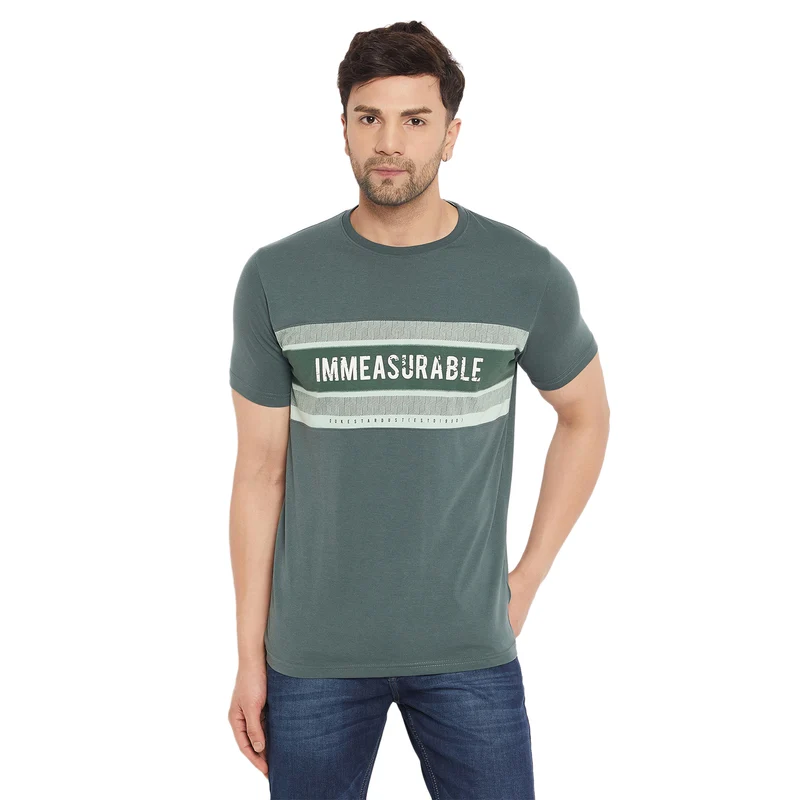 Duke Stardust Men Half Sleeve Cotton T-Shirt (LF7051) Stone Green / XXL / Printed